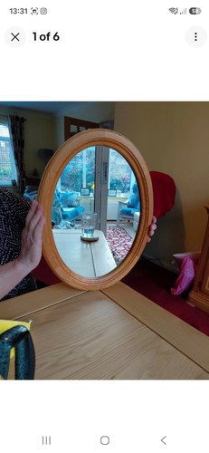 Pine oval mirror - pine, hanging