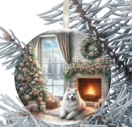 Samoyed dog hanging bauble - samoyed,