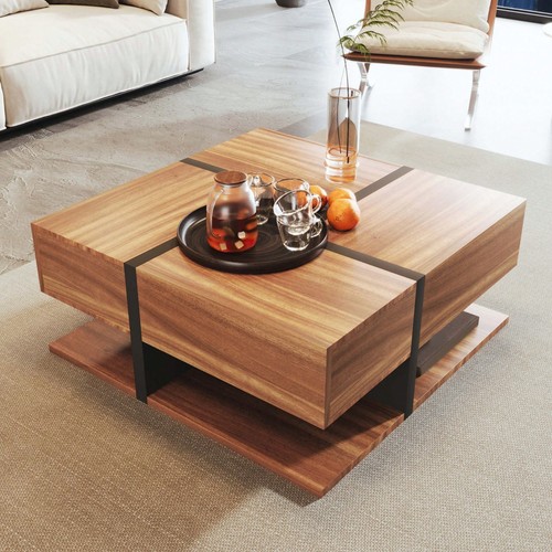Walnut coffee table square - coffee,