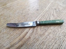 Small Vintage Sheffield Stainless Steel Tea Knife With green Handle 