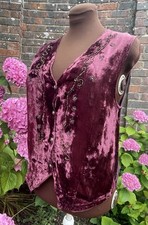 Vtg 80s 90s Velvet Beaded Embroidered Waistcoat, One Size Hippy Whimsigoth 
