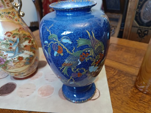 Vintage blue decorative vase - blue,