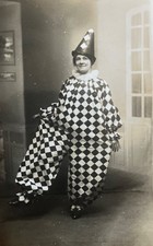 Clown Pierrot Fancy Dress Real Photographic Postcard RPPC Antique Unposted