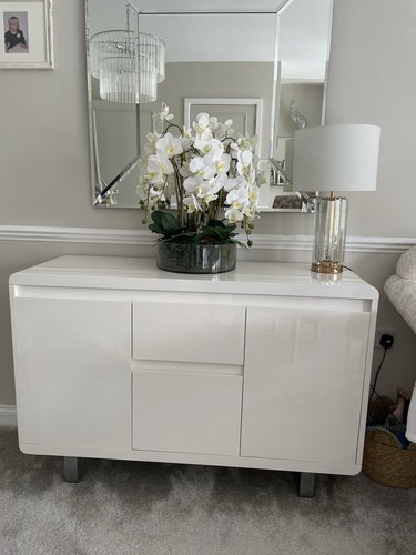 White gloss sideboard - white, 3