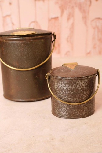 Antique metal milk canister - metal, |