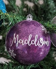 Personalised Glitter Christmas Bauble Gift Keepsake  Decoration xmas Gift unique