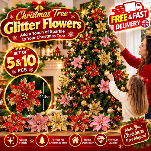 Christmas tree glitter flowers - tree,