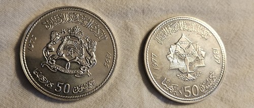 Moroccan sliver dirhams x2 - moroccan, 50
