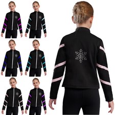 UK Girls Fleece Figure Ice Skating Jacket Full Zip Practice Skating Sweatshirts