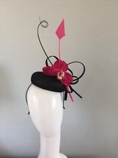 ASCOT black cerise pink ladies fascinator hat wedding mother the bride races