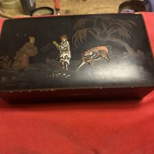 Vintage Japanese Wooden Tobacco & Jewellery Box
