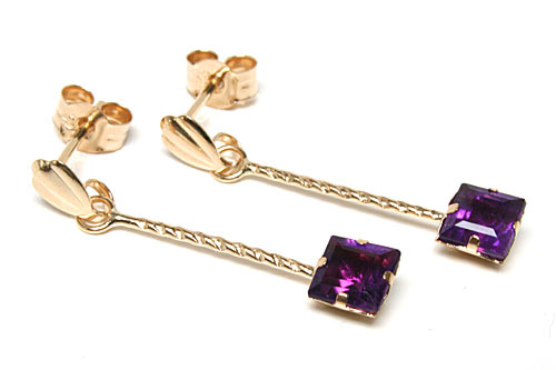 9ct gold amethyst drop - 9ct,