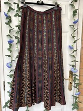 Peruvian Connection Maxi Skirt Size Large Aztec  Pattern Knitted Pima Cotton