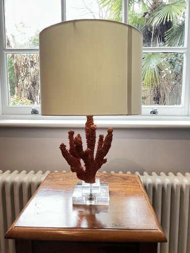 Faux coral table lamp orange - coral,
