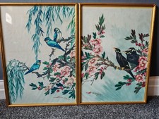 Pair Vintage Paintings Chinese