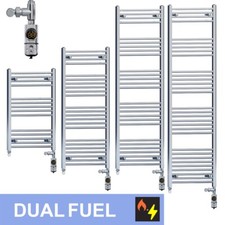 Dual Fuel Chrome Towel Rail Radiator 400mm Width + Thermostatic AF Kit Included