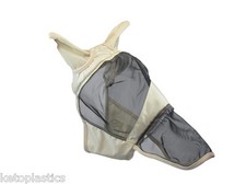 FULL BEIGE, CREAM FLY MASK VEIL FOR HORSES / HORSE  - SIZE XL (EXTRA LARGE)