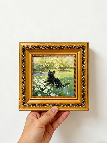 Black cat riverside daisies - black,