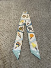 Hermes Hermès Twilly FUNNY ICE CREAM Silk Scarf for Women in Multicolor Blue