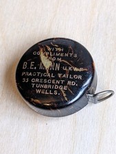 Antique Vintage Tortoise Shell Tape Measure B.E. Mann Tunbridge Wells England