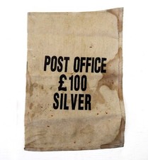 Original Vintage Post Office Cloth Linen Money Bag £100 Silver - Coins