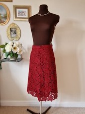 ZARA | Size S | Red Lace Knee Length Skirt | Lined