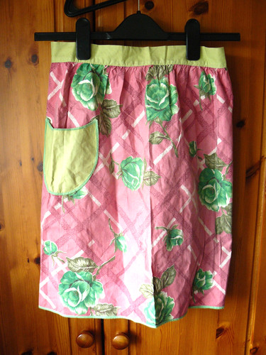 Vintage pink green floral - pink, &