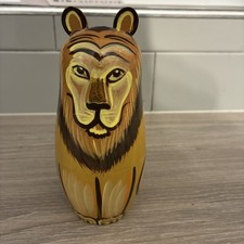Russian doll lion cheetah tiger big cats  Animals Wooden Toy nestling stacking 