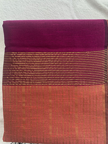 Peach semi raw silk saree - raw,