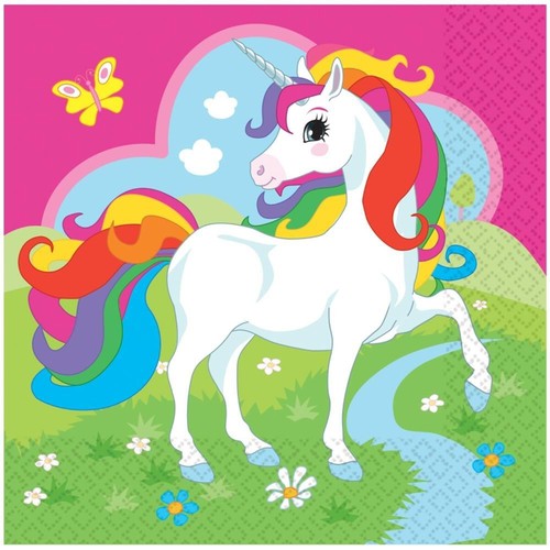 Pink unicorn party napkins - unicorn,