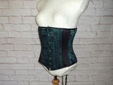 GREEN BLACK LACE HERESY VICTORIAN UNDERBUST CORSET 28 in WAIST SIZE 12 TO 14 NEW