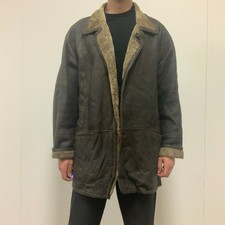 Alison Wingate Vintage Genuine Brown and Tan Sheepskin Suede Shearling Coat XXXL