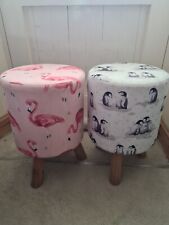 Children Kids Chair Stool Foot Rest x 2 Penguin Flamingo 