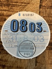 Old Tax Disc August 2003