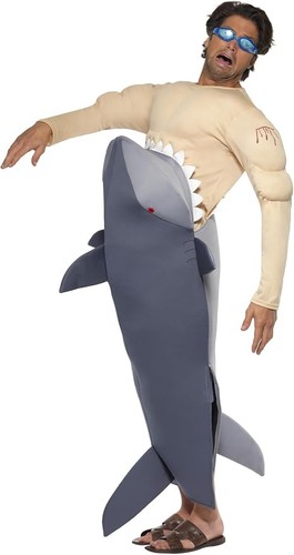 Mens man eating shark - man, fancy