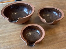 3 x Vintage Studio Pottery Alastair Hardie Nesting Lipped Bowls