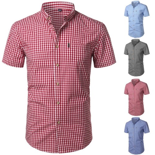 Mens short sleeve plaid - sleeve, shirt