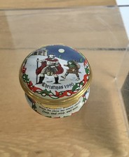 Vintage Halcyon Days Christmas 1990 Enamels Lidded Trinket Pill Box