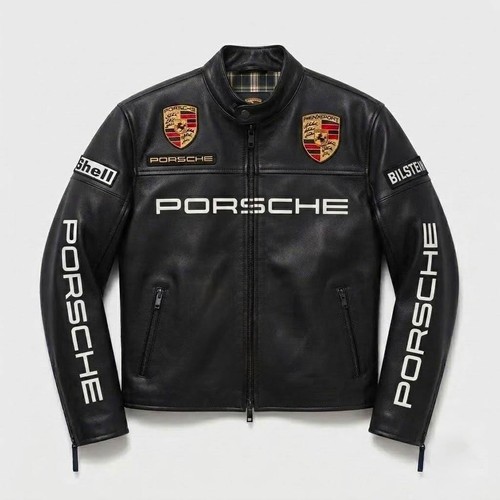 Porsche black leather - black, racing