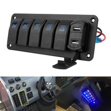 5 Gang Blue LED Light Switch