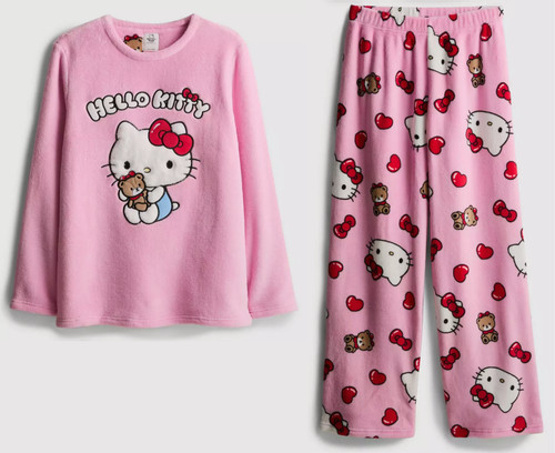 Ladies fleece pyjamas hello - ladies,