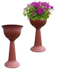 2 X Terracotta  Urn Plant Pot Outdoor Garden Round Plastic Planter Water Feature