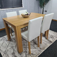 Dining kitchen Table set and 4 cream chairs and bench wood oak dining set of 4 