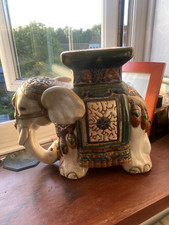 Antique Vintage Ceramic Porcelain Elephant Jardiniere Plant Stand