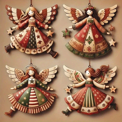 4pcs vintage angel wooden - vintage,