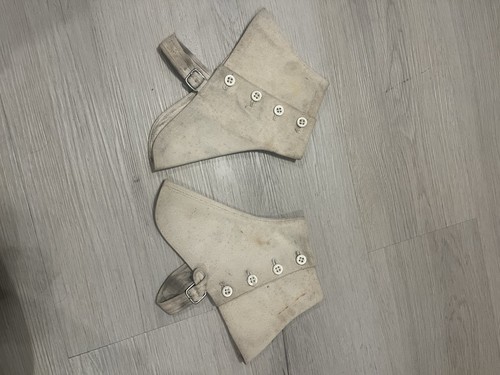 Antique white canvas spats - canvas,