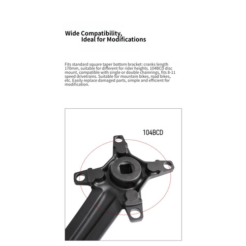 170mm aluminum crankset square - aluminum,