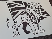 Roaring Lion with Union Jack Flag Mylar Stencil Patriotic UK British Pride Teme