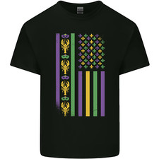 USA Mardi Gras American Flag America Mens Light Cotton T-Shirt