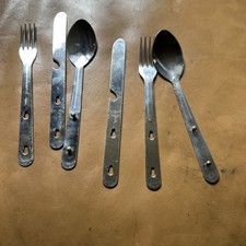 Bin 2 X 3PC STAINLESS STEEL CAMPING CUTLERY SET TRAVEL KNIFE FORK AND SPOON